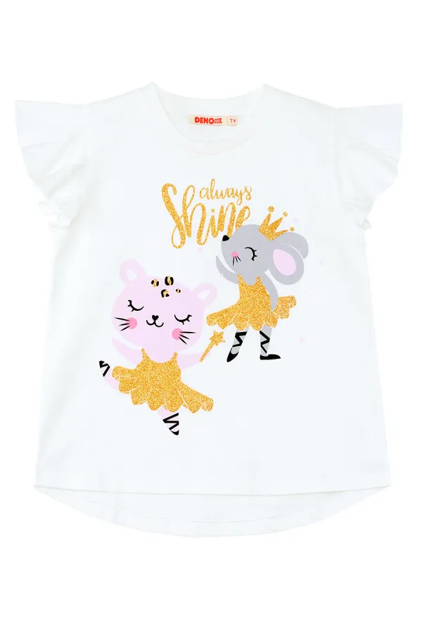 Balerin Hayvanlar Kız Çocuk T-shirt Tayt Takım