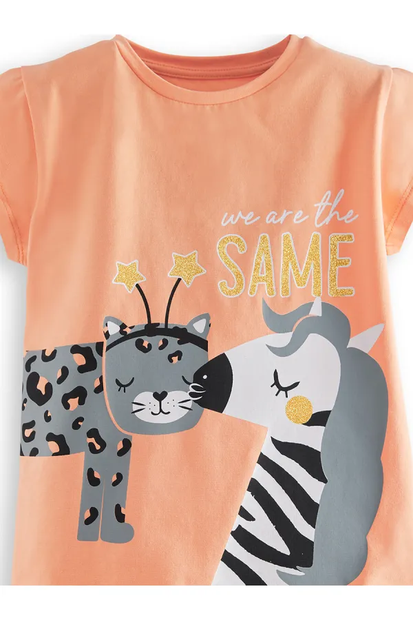 Zebra ve Leo Kız Çocuk T-shirt Şort Takım