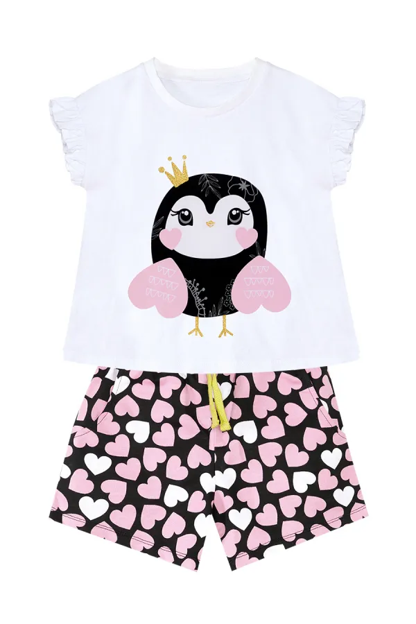 Cute Owl Girl's T-shirt and Shorts Set