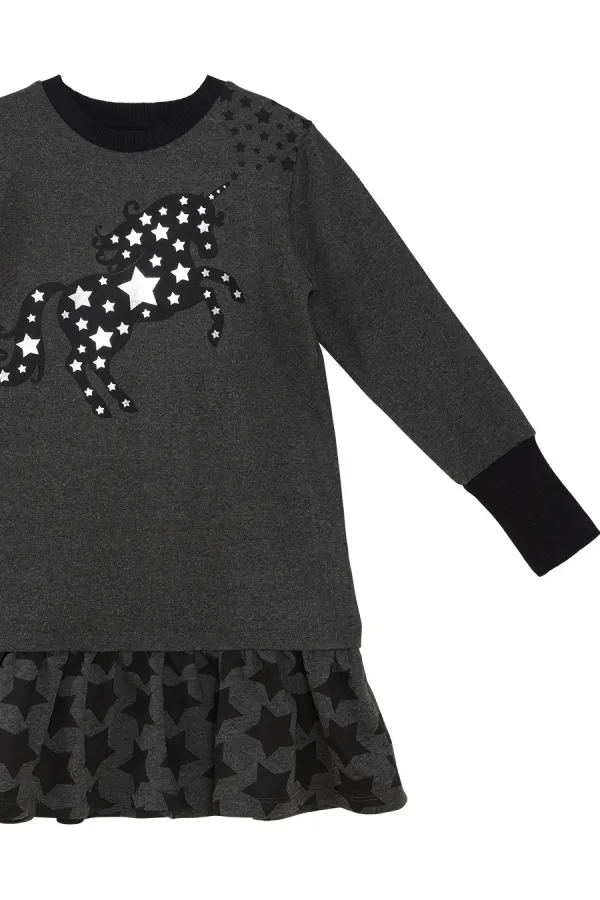 Robe fille Licorne Étoilée Anthracite