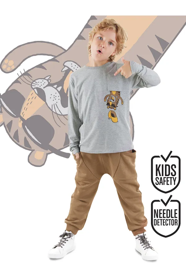 Cepte Kaplan Erkek Çocuk T-shirt Pantolon Takım