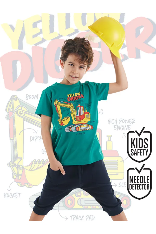 Yellow Digger Erkek Çocuk T-shirt Kapri Şort Takım