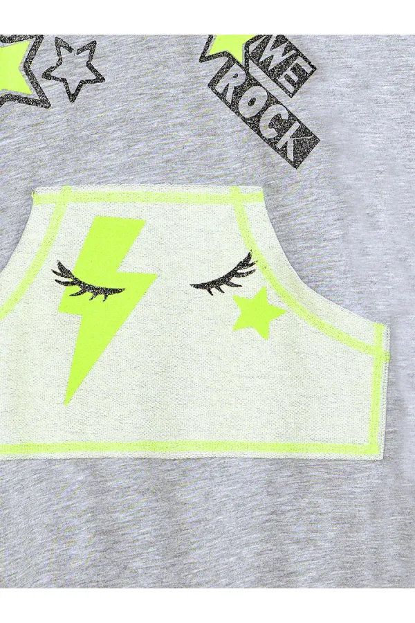 We Rock Grey Melanj Kapüşonlu Kız Çocuk Elbise