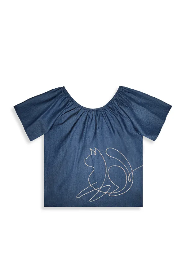 Romantik Kedi Kız Çocuk Bluz Pantolon Takım