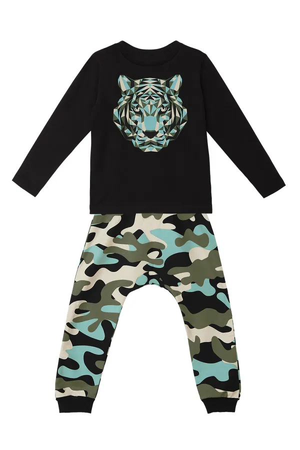Kamuflaj Kaplan Erkek Çocuk T-shirt Pantolon Takım