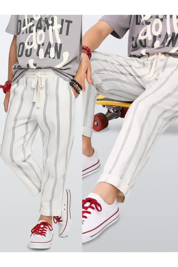 Pantalon rayé tissé simple