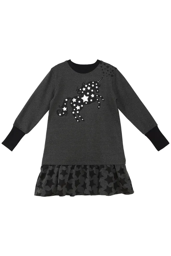 Robe fille Licorne Étoilée Anthracite