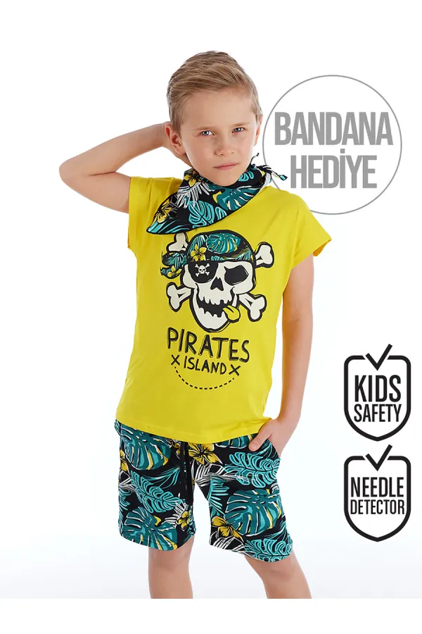 Hawaii Erkek Çocuk T-shirt Şort Bandana Takım