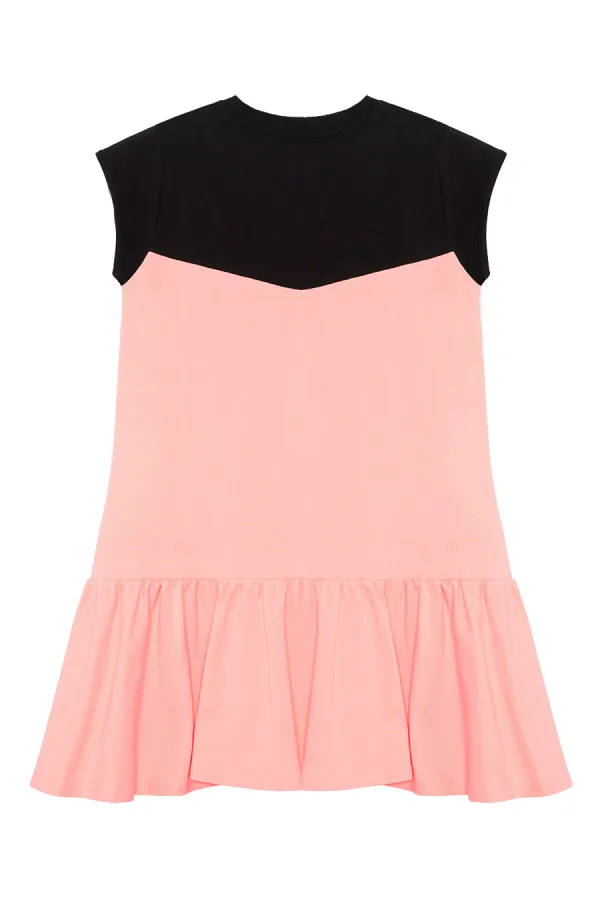 Robe saumon noire à motif licorne florale pour fille