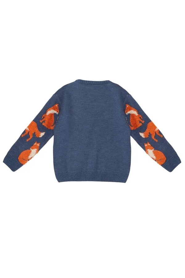 Fox Boys' Navy Blue Knitted Sweater Fox Boys' Navy Blue Knitted Sweater