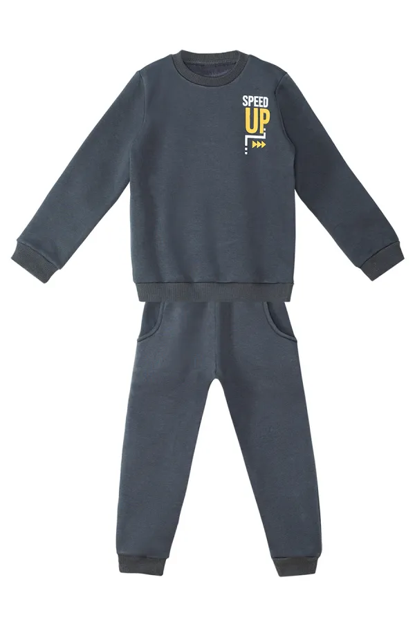 Ensemble de survêtement gris foncé uni pour garçon