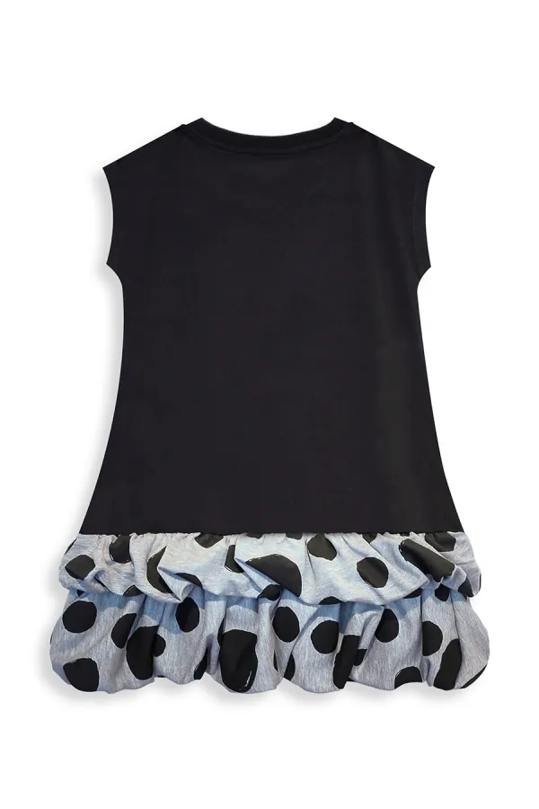 Puantiye Kedi Kız Çocuk Balon Elbise