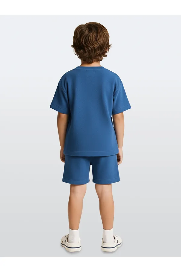 Çapa Erkek Çocuk Mavi Havlu Şort T-shirt Takım