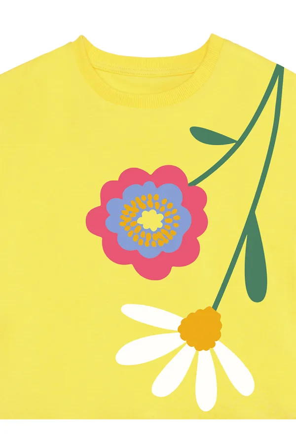 Robe de fille à fleurs jaunes