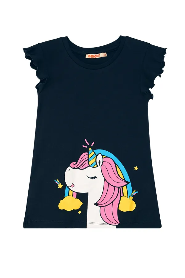 Unicorn Gücü Kız Çocuk T-shirt Tayt Takım
