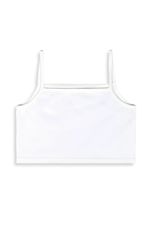 Kız Çocuk Gri Beyaz Crop Askılı 2'li Takım