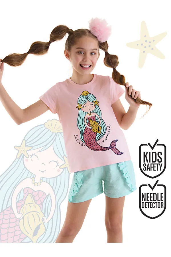 Ensemble T-shirt et short pour fille sirène