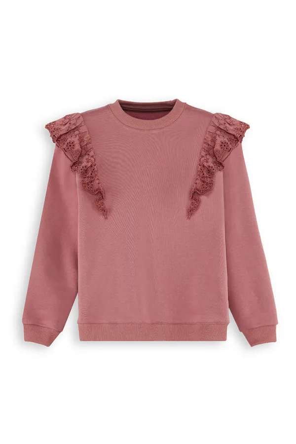 Ruffled Girl's Rose Pink Tracksuit Set