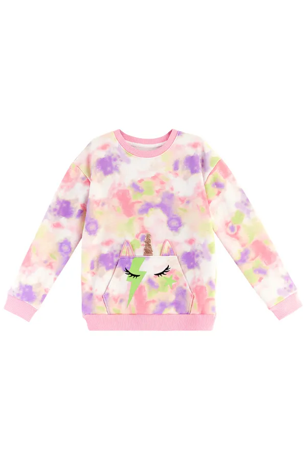 Unicorn Batik Desenli Kız Çocuk Eşofman Takım