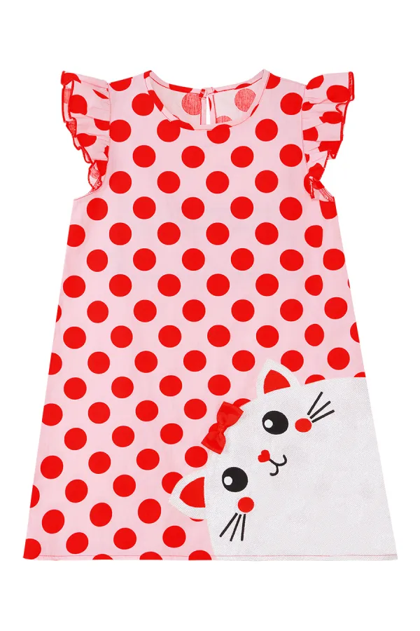 Robe en popeline rose Chubby Cat Girl