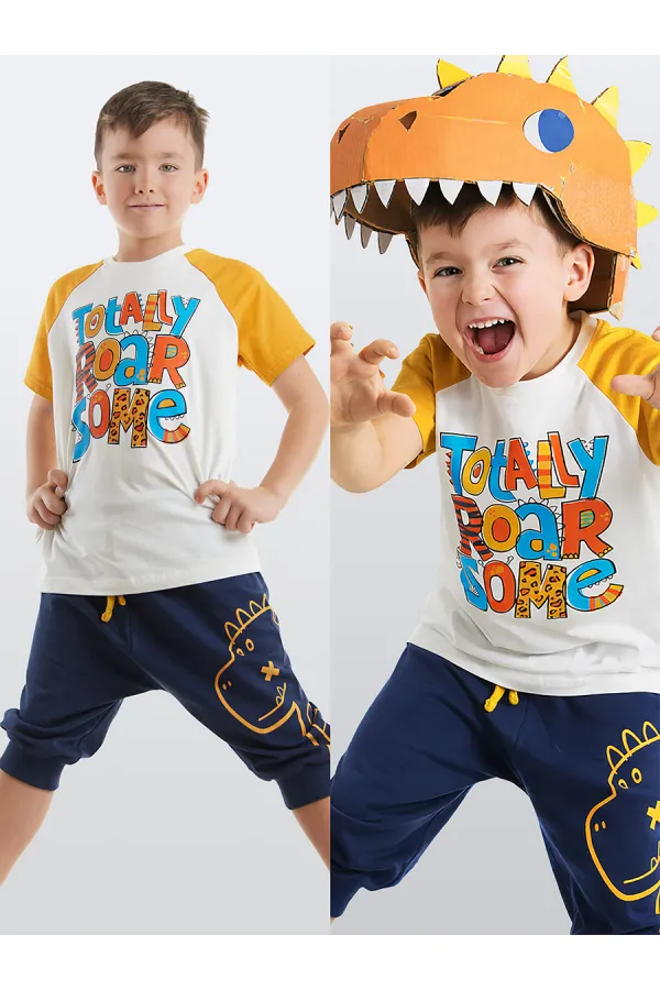 Roarsome Erkek Çocuk T-shirt Kapri Şort Takım