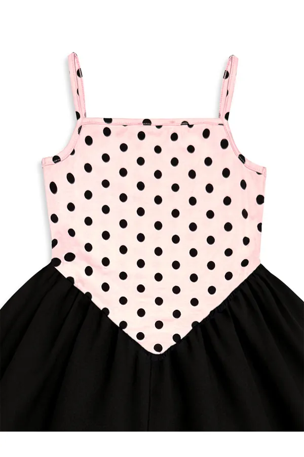 Robe de fille à pois roses et noirs
