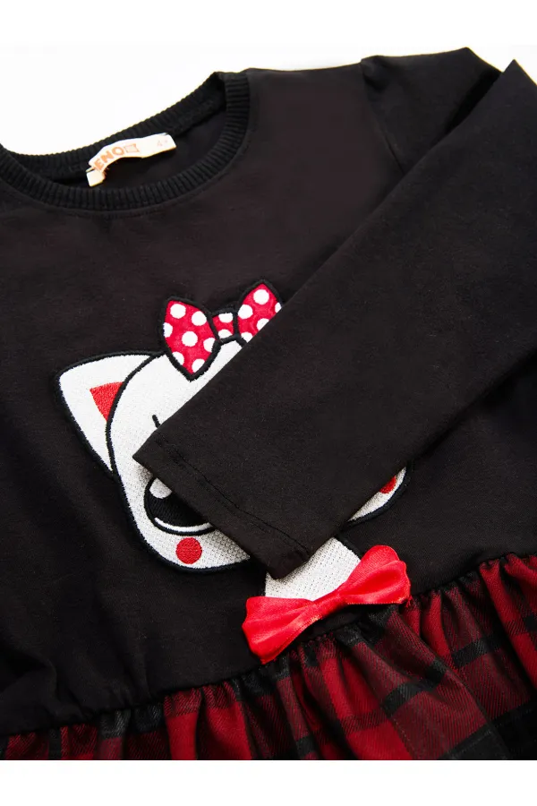 Robe de petite fille à motif chaton