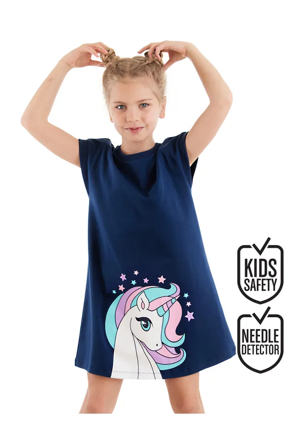 Renkli Unicorn Kız Çocuk Elbise