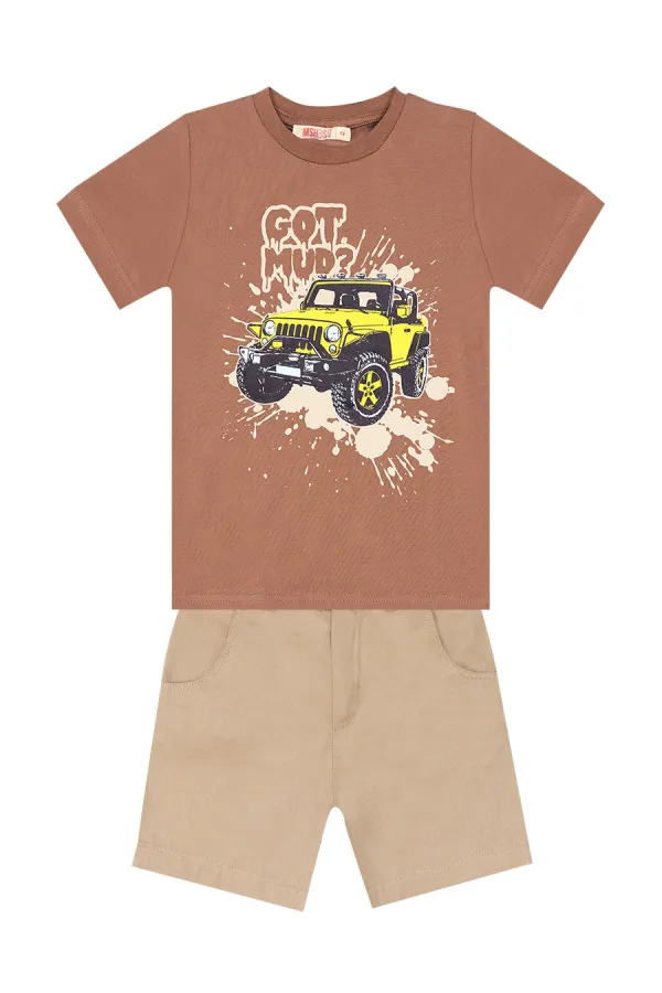 Jeep Mood Erkek Çocuk T-shirt Gabardin Şort Takım