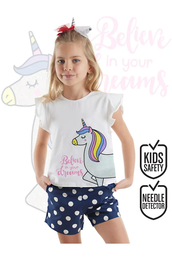 Sim Unicorn Girl's T-Shirt and Poplin Shorts Set
