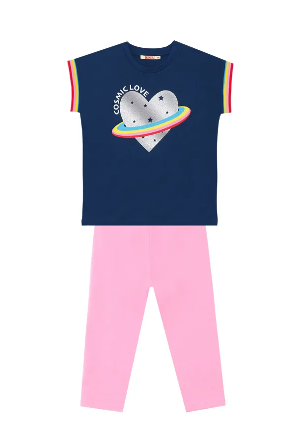 Cosmic Love Kız Çocuk T-Shirt Tayt Takım