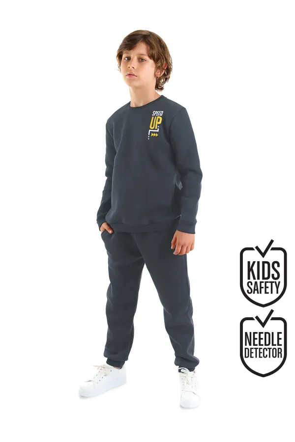 Ensemble de survêtement gris foncé uni pour garçon