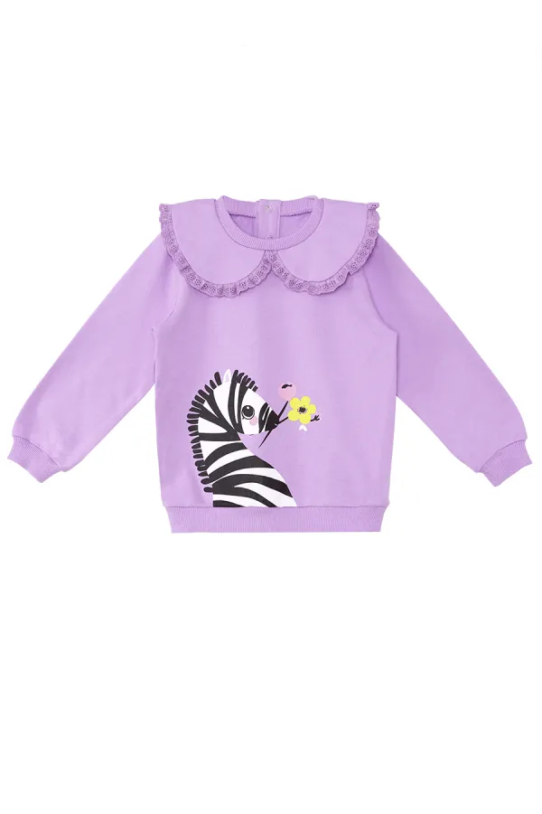 Zebra Kız Bebek Lila Sweat