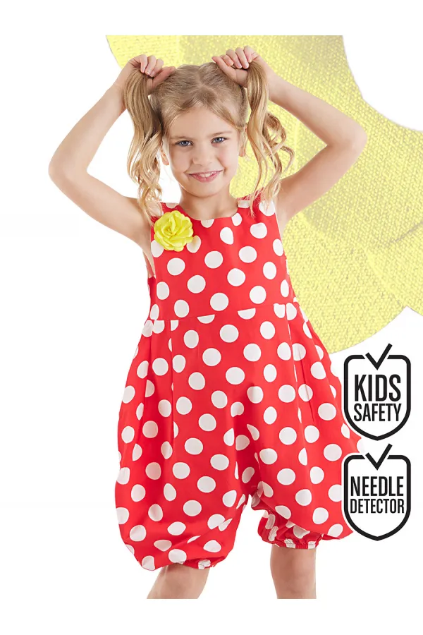 Red and White Polka Dot Girl's Balloon Jumpsuit