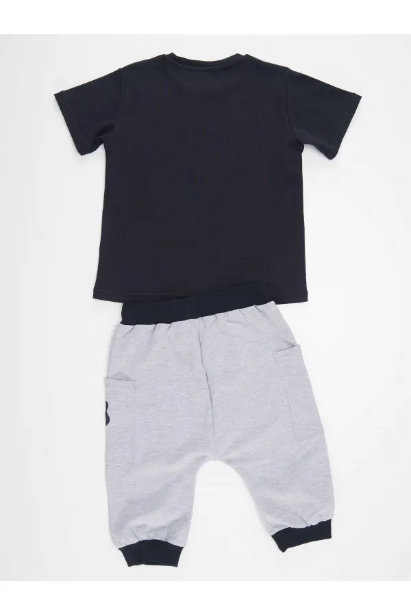 T-rex Info Erkek Çocuk T-shirt Kapri Şort Takım