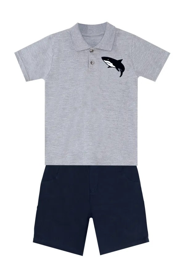 Ensemble polo et short pour garçon à motif requin