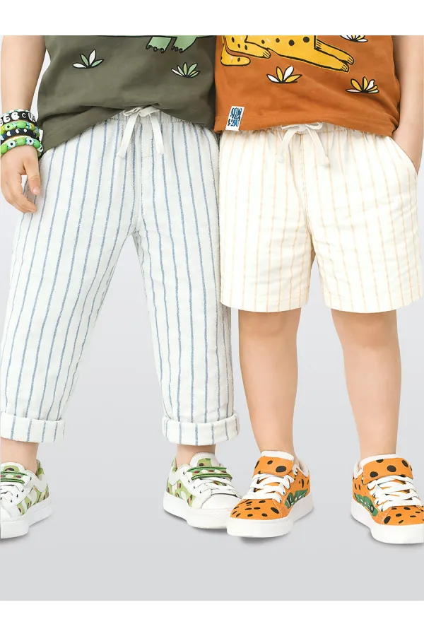 Çizgili Dokuma Pantolon Şort 2'li Paket
