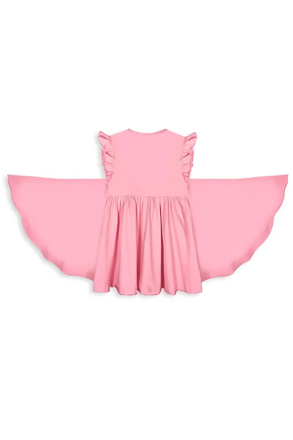 Robe rose à manches papillon pour fille