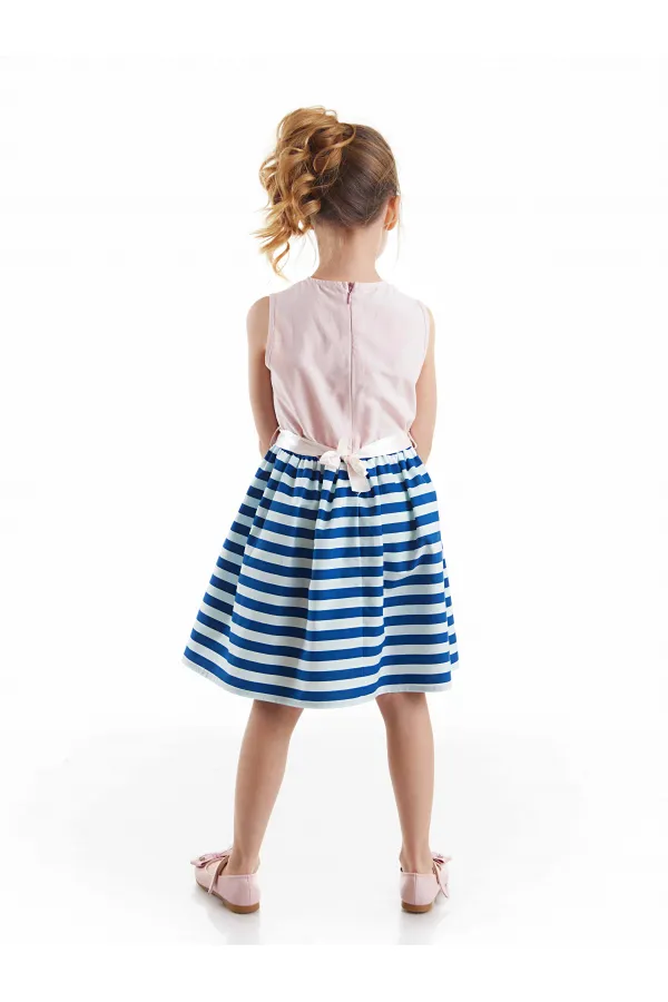 Floral Striped Girl's Pink Formal Dress