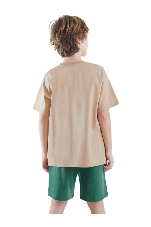 Ensemble T-shirt et short d'été pour garçon sur le thème des dinosaures