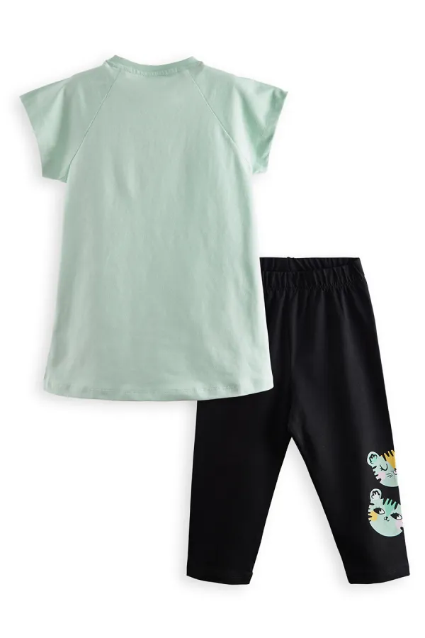 Puanlı Kaplan Kız Çocuk T-shirt Tayt Takım