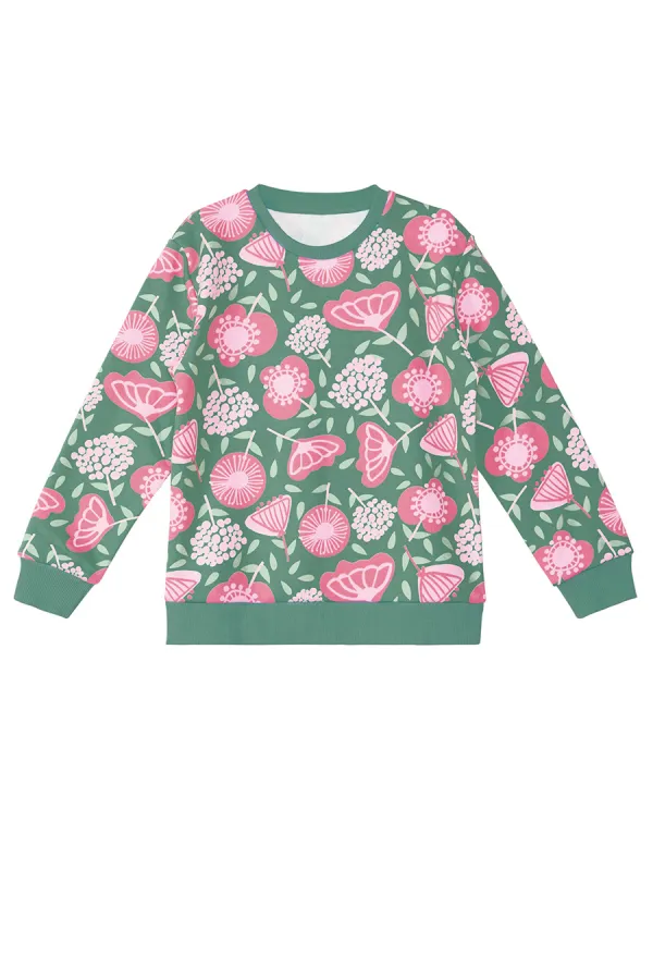 Ensemble de survêtement vert à fleurs roses pour fille