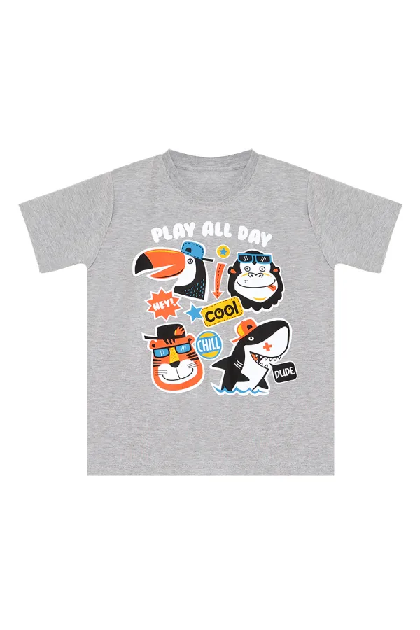 Cool Animals Erkek Çocuk T-shirt Kapri Şort Takım