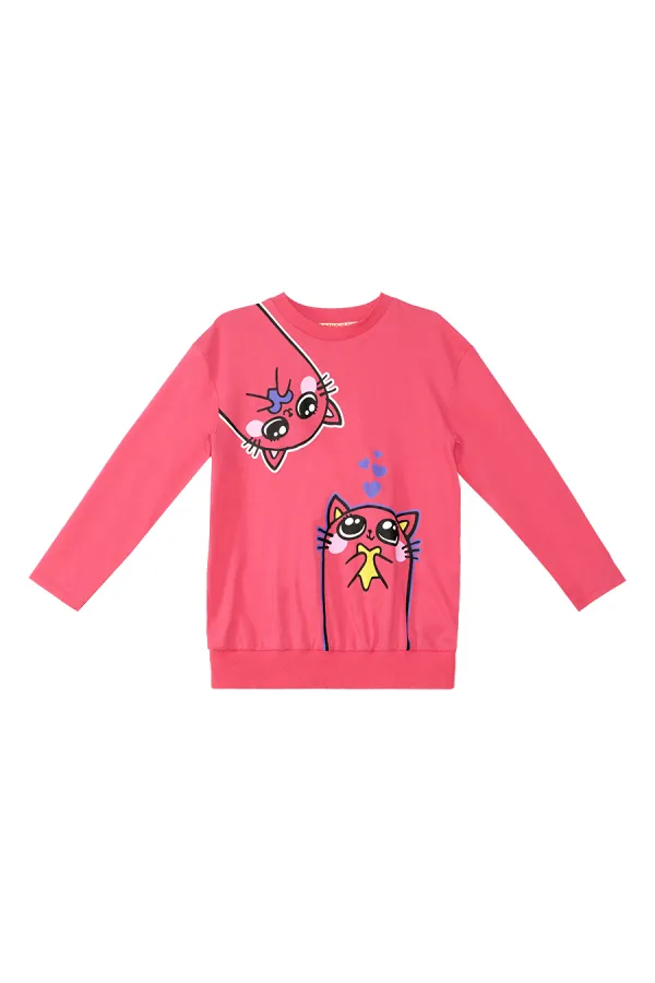 Kanka Kediler Kız Çocuk T-shirt Tayt Takım