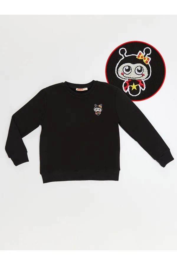 Sweat-shirt noir pour fille coccinelle