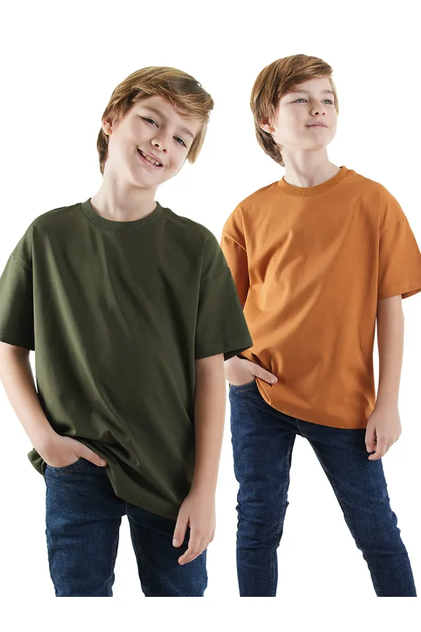 Erkek Çocuk Basic Oversize 2'li T-shirt Takım Erkek Çocuk Basic Oversize 2'li T-shirt Takım