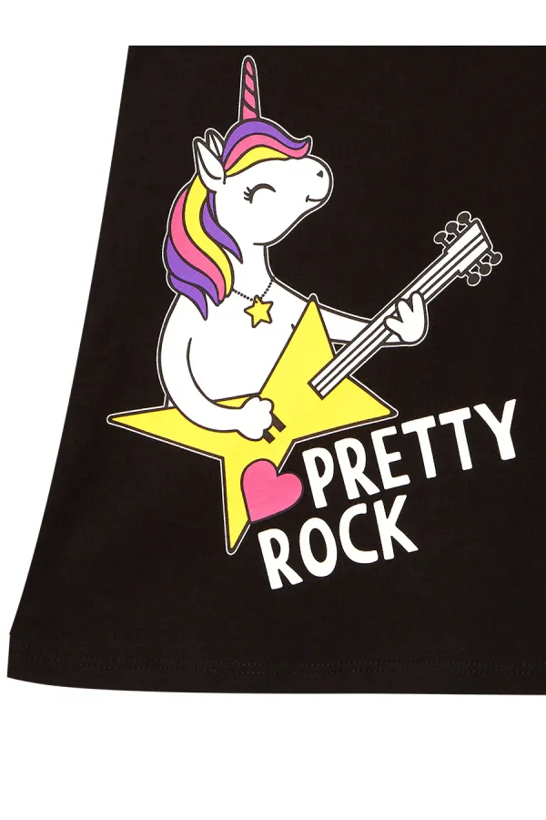 Robe noire de fille licorne rock