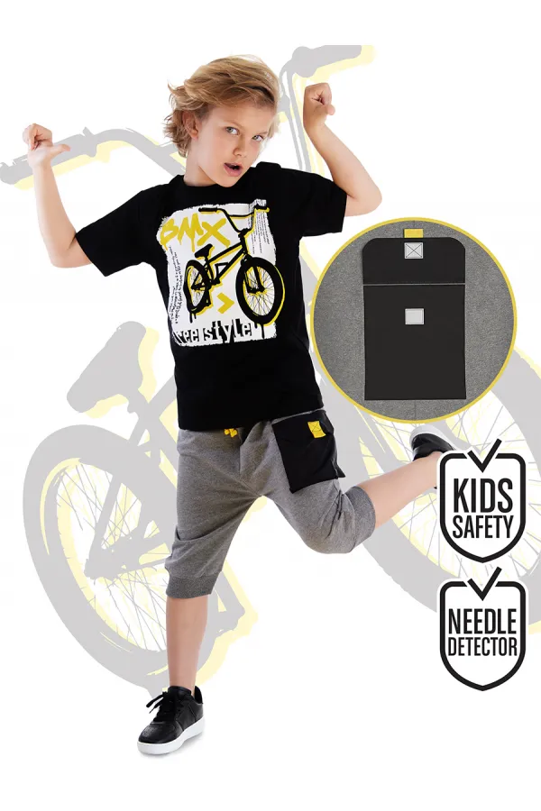 Bisiklet Erkek Çocuk T-shirt Kapri Şort Takım