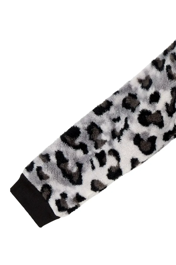 Leopar Peluş Kız Çocuk Sweat