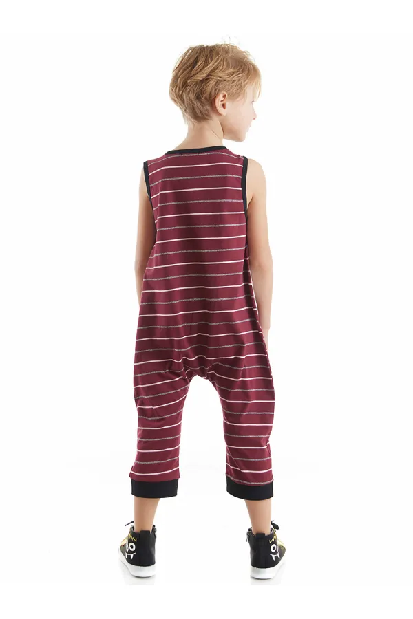 Funny Crocodile Boy's Cotton Burgundy Jumpsuit